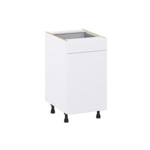 Lily Bright White  Slab Assembled Base Cabinet With a Pull Out (18 in. W x 34.5 in. H x 24 in. D)