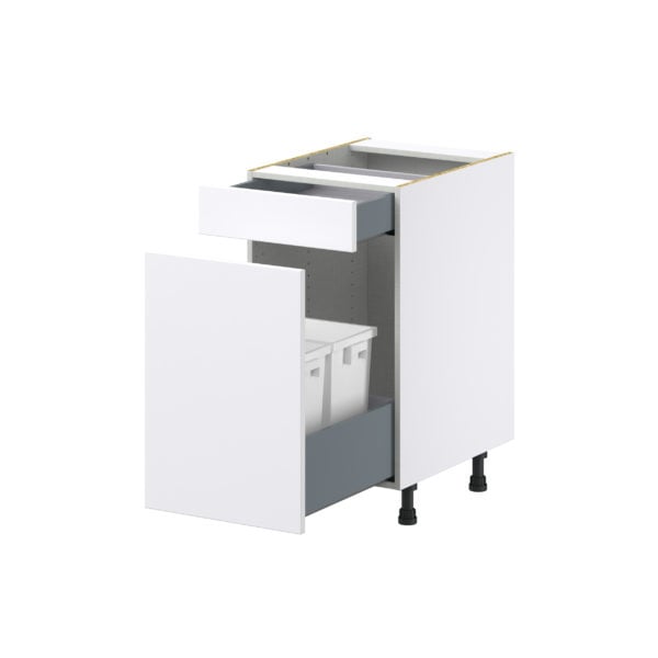 Lily Bright White  Slab Assembled Base Cabinet With a Pull Out (18 in. W x 34.5 in. H x 24 in. D)