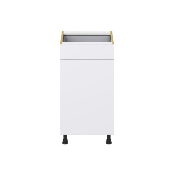 Lily Bright White  Slab Assembled Base Cabinet With a Pull Out (18 in. W x 34.5 in. H x 24 in. D)