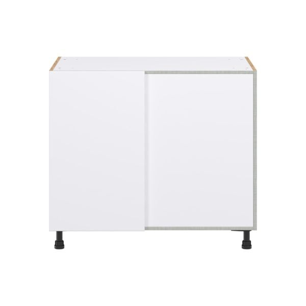 Lily Bright White Slab Assembled Magick Corner Blind Base Kitchen Cabinet (39 in. W x 34.5 in.H x 24 in. D)