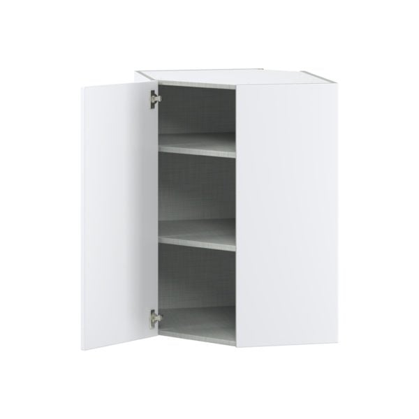 Lily Bright White  Slab Assembled Wall Diagonal Corner Cabinet with a Door (24 in. W x 35 in. H x 24 in. D)