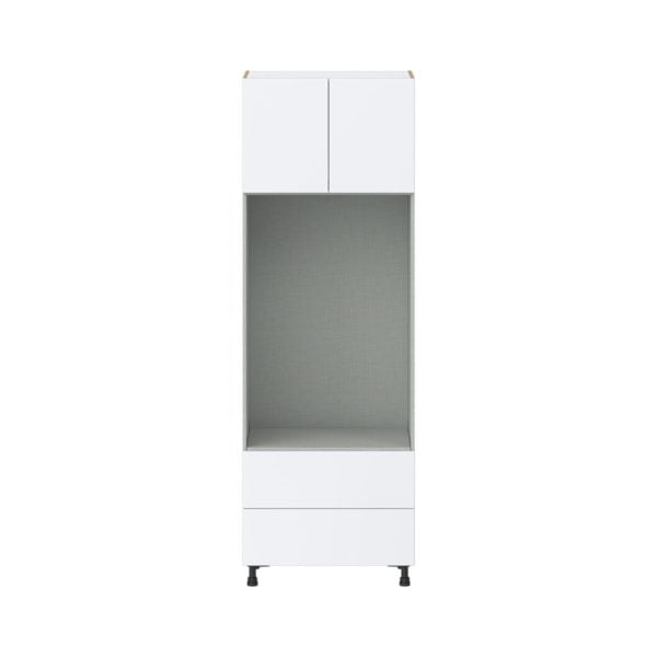 Lily Bright White  Slab Assembled Pantry Micro/Oven Combo  Cabinet with 2 Drawers (30 in. W x 89.5 in. H x 24 in. D)