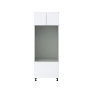 Lily Bright White  Slab Assembled Pantry Micro/Oven Combo  Cabinet with 2 Drawers  (30 in. W x 84.5 in. H x 24 in. D)