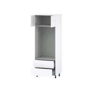 Lily Bright White  Slab Assembled Pantry Micro/Oven Combo  Cabinet with 2 Drawers  (30 in. W x 84.5 in. H x 24 in. D)