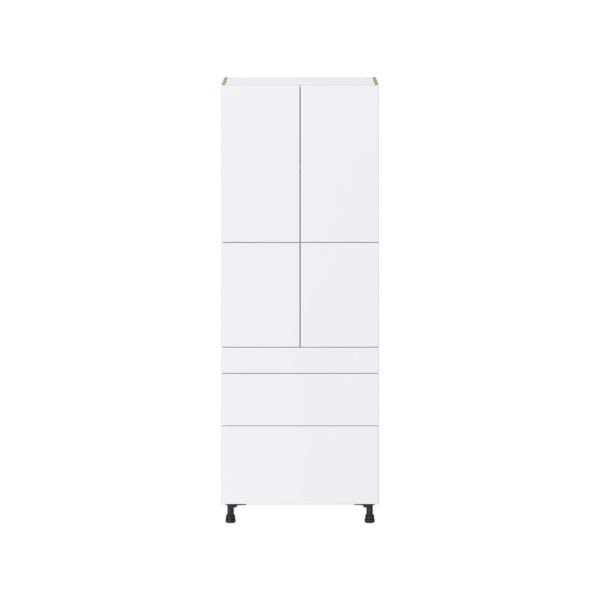 Lily Bright White  Slab Assembled Pantry  Cabinet with 2 Inner Drawers (30 in. W x 84.5 in. H x 24 in. D)