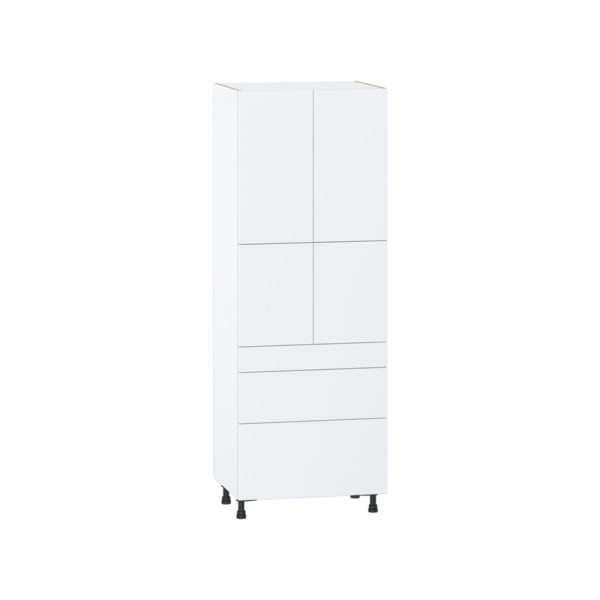 Lily Bright White  Slab Assembled Pantry  Cabinet with 2 Inner Drawers (30 in. W x 84.5 in. H x 24 in. D)