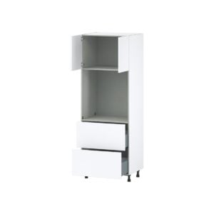 Lily Bright White  Slab Assembled Single Oven  Cabinet with 2 Drawers (30 in. W x 84.5 in. H x 24 in. D)