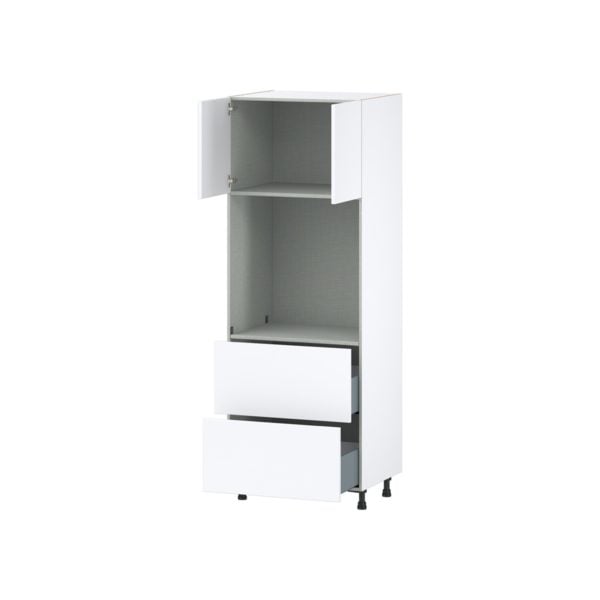 Lily Bright White  Slab Assembled Single Oven  Cabinet with 2 Drawers (30 in. W x 84.5 in. H x 24 in. D)