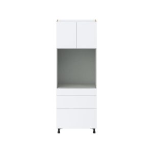 Lily Bright White  Slab Assembled Single Oven  Cabinet with 3 Drawers (30 in. W x 84.5 in. H x 24 in. D)