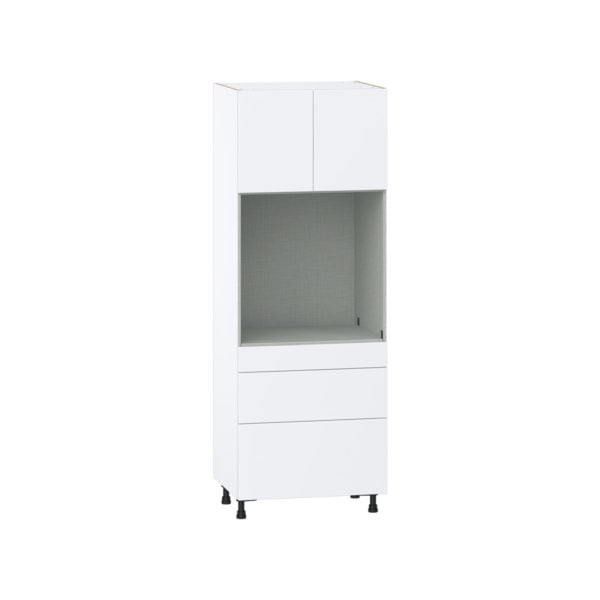 Lily Bright White  Slab Assembled Single Oven  Cabinet with 3 Drawers (30 in. W x 84.5 in. H x 24 in. D)