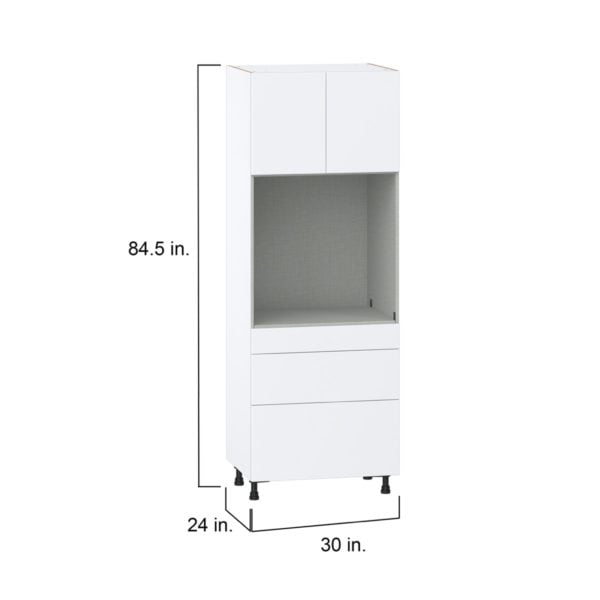 Lily Bright White  Slab Assembled Single Oven  Cabinet with 3 Drawers (30 in. W x 84.5 in. H x 24 in. D)