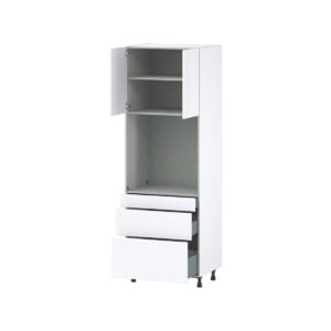 Lily Bright White  Slab Assembled Single Oven  Cabinet with Drawers (30 in. W x 89.5 in. H x 24 in. D)