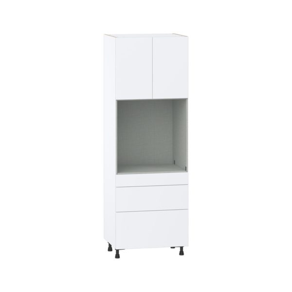 Lily Bright White  Slab Assembled Single Oven  Cabinet with Drawers (30 in. W x 89.5 in. H x 24 in. D)