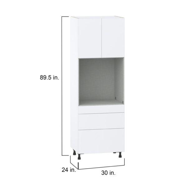 Lily Bright White  Slab Assembled Single Oven  Cabinet with Drawers (30 in. W x 89.5 in. H x 24 in. D)