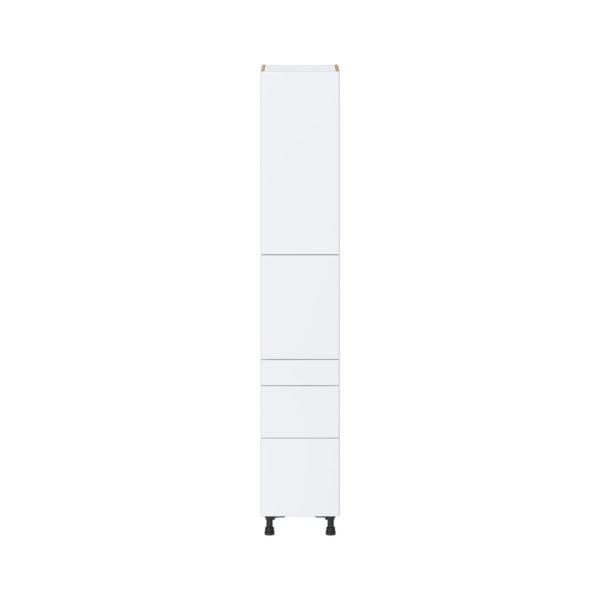 Lily Bright White  Slab Assembled Pantry  Cabinet with 3 Drawers and 2 Inner Drawers (15 in. W x 89.5 in. H x 24 in. D)