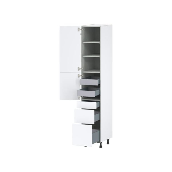 Lily Bright White  Slab Assembled Pantry  Cabinet with 3 Drawers and 2 Inner Drawers (15 in. W x 89.5 in. H x 24 in. D)