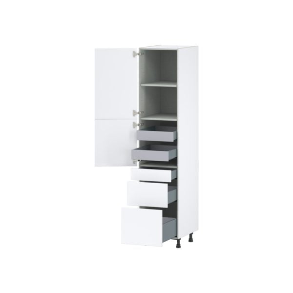 Lily Bright White  Slab Assembled Pantry  Cabinet with 2 Inner Drawers (18 in. W x 84.5 in. H x 24 in. D)