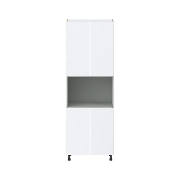 Lily Bright White  Slab Assembled Pantry Micro/Oven  Cabinet (30 in. W x 89.5 in. H x 24 in. D)