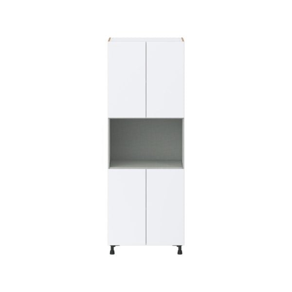 Lily Bright White  Slab Assembled Pantry Micro/Oven  Cabinet (30 in. W x 84.5 in. H x 24 in. D)