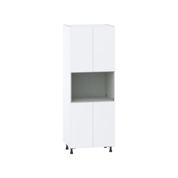 Lily Bright White  Slab Assembled Pantry Micro/Oven  Cabinet (30 in. W x 84.5 in. H x 24 in. D)