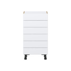 Lily Bright White  Slab Assembled Shallow Base Cabinet with 6 Drawers (18 in. W x 34.5 in. H x 14 in. D)