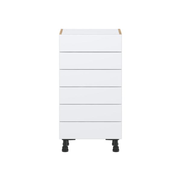 Lily Bright White  Slab Assembled Shallow Base Cabinet with 6 Drawers (18 in. W x 34.5 in. H x 14 in. D)