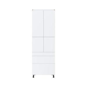 Lily Bright White  Slab Assembled Pantry  Cabinet with 3 Drawers and 2 Inner Drawers (30 in. W x 89.5 in. H x 24 in. D)