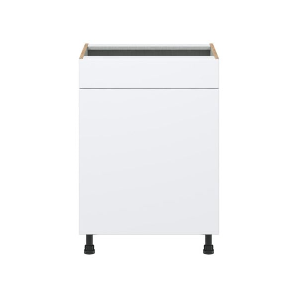 Lily Bright White   Slab Assembled Sink Base Cabinet with 1 Door and 1 False Front (24 in. W x 34.5 in. H x 24 in. D)