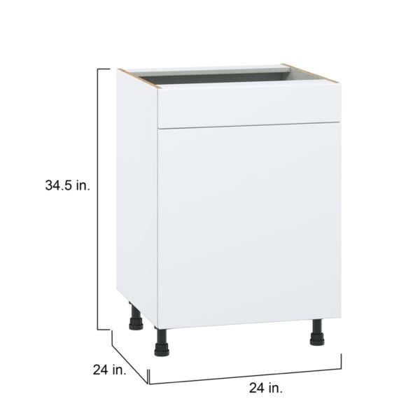 Lily Bright White   Slab Assembled Sink Base Cabinet with 1 Door and 1 False Front (24 in. W x 34.5 in. H x 24 in. D)