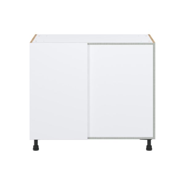 Lily Bright White  Slab Assembled Blind Base Corner  Cabinet Right Open (39 in. W x 34.5 in. H x 24 in. D)