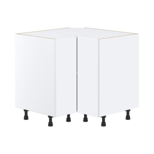 Lily Bright White  Slab Assembled Lazy Susan Corner Base Cabinet (36 in. W x 34.5 in. H x 24 in. D)