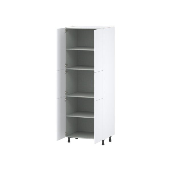 Lily Bright White  Slab Assembled Pantry  Cabinet with 5 Shelves (30 in. W x 84.5 in. H x 24 in. D)