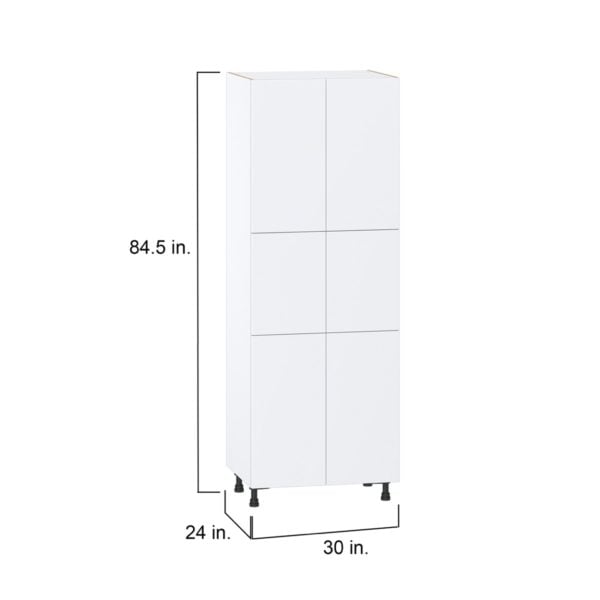 Lily Bright White  Slab Assembled Pantry  Cabinet with 5 Shelves (30 in. W x 84.5 in. H x 24 in. D)