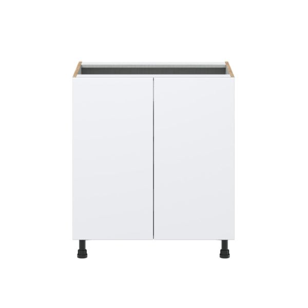 Lily Bright White  Slab Assembled Base Cabinet with 2 Full High Doors and 3 Inner Drawers (30 in. W x 34.5 in. H x 24 in. D)