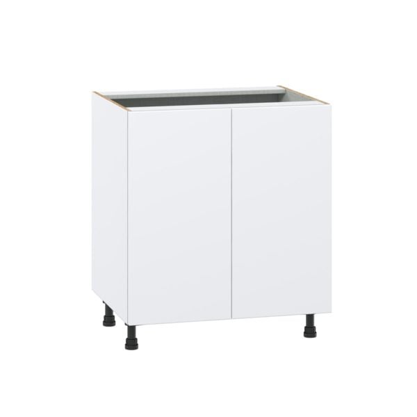 Lily Bright White  Slab Assembled Base Cabinet with 2 Full High Doors and 3 Inner Drawers (30 in. W x 34.5 in. H x 24 in. D)