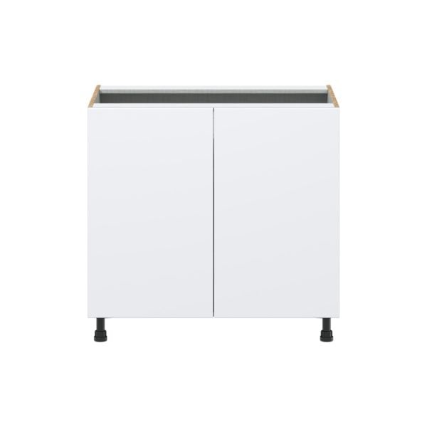 Lily Bright White  Slab Assembled Base Cabinet with 2 Full High Doors and 3 Inner Drawers (36 in. W x 34.5 in. H x 24 in. D)