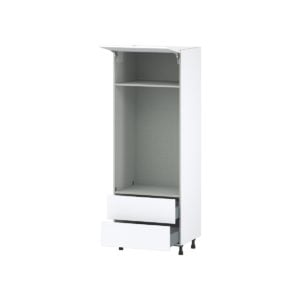 Lily Bright White  Slab Assembled Pantry Micro/Oven  Cabinet with 2 Drawers (30 in. W x 84.5 in. H x 24 in. D)