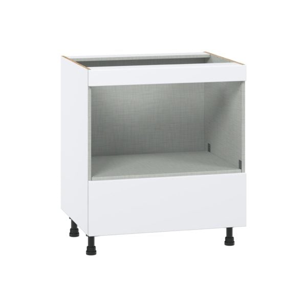 Lily Bright White  Slab Assembled BuiltIn Microwave Base Cabinet (30 in. W x 34.5 in. H x 24 in. D)