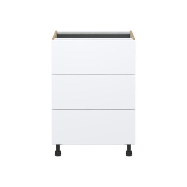 Lily Bright White  Slab Assembled Base Cabinet with Three 10 in. Drawers (24 in. W x 34.5 in. H x 24 in. D)