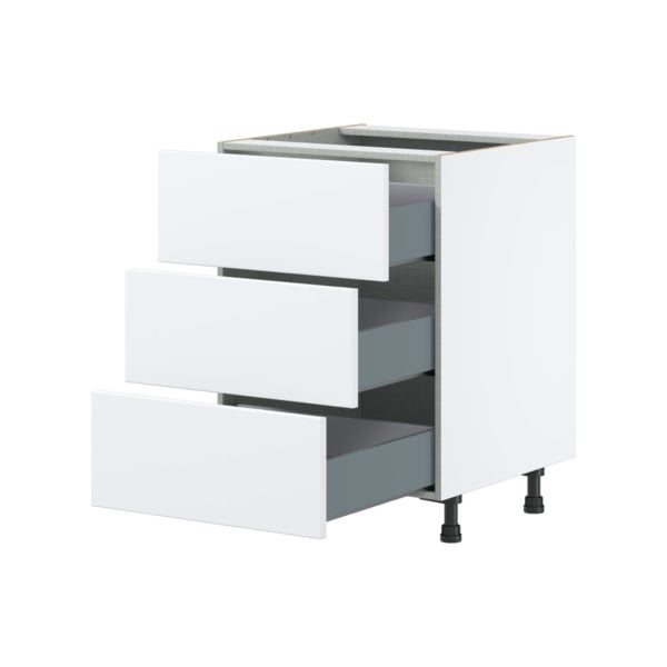 Lily Bright White  Slab Assembled Base Cabinet with Three 10 in. Drawers (24 in. W x 34.5 in. H x 24 in. D)