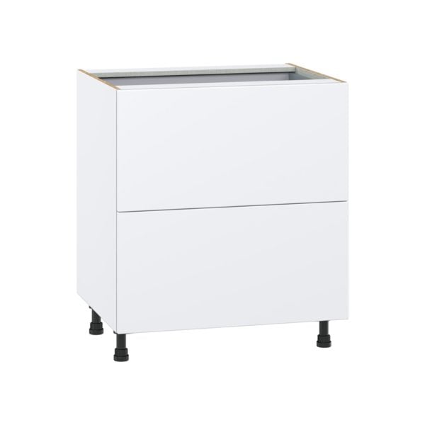 Lily Bright White  Slab Assembled Base Cabinet with 2 Drawers and 1 Inner Drawer (30 in. W x 34.5 in. H x 24 in. D)