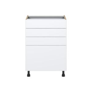 Lily Bright White  Slab Assembled Base Cabinet with 4 Drawers (24 in. W x 34.5 in. H x 24 in. D)