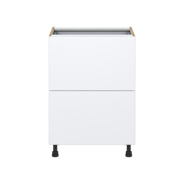 Lily Bright White  Slab Assembled Base Cabinet with 2 Drawers and 1 Inner Drawer (24 in. W x 34.5 in. H x 24 in. D)