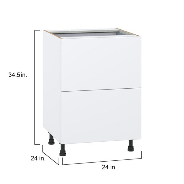 Lily Bright White  Slab Assembled Base Cabinet with 2 Drawers and 1 Inner Drawer (24 in. W x 34.5 in. H x 24 in. D)