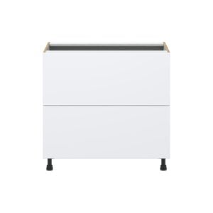 Lily Bright White  Slab Assembled  Cooktop Base Cabinet with 2 Drawers and a Inner Drawer (36 in. W x 34.5 in. H x 24 in. D)