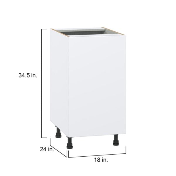 Lily Bright White  Slab Assembled Base Cabinet with a Full High Door (18 in. W x 34.5 in. H x 24 in. D)