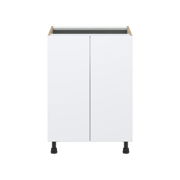 Lily Bright White  Slab Assembled Sink Base Cabinet with 2 Full High Doors (24 in. W X 34.5 in. H X 24 in. D)