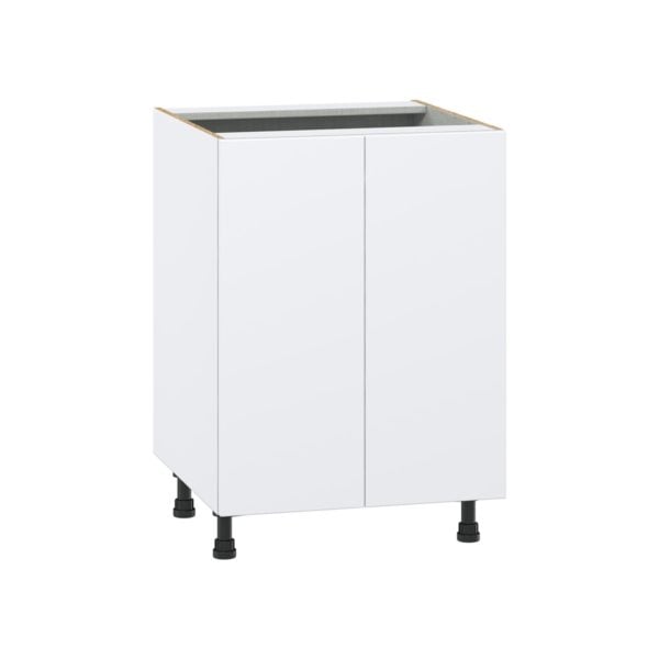 Lily Bright White  Slab Assembled Sink Base Cabinet with 2 Full High Doors (24 in. W X 34.5 in. H X 24 in. D)