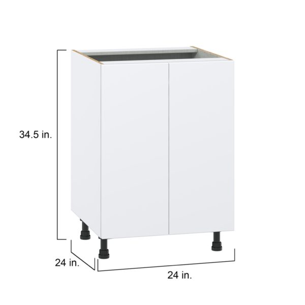 Lily Bright White  Slab Assembled Sink Base Cabinet with 2 Full High Doors (24 in. W X 34.5 in. H X 24 in. D)