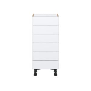 Lily Bright White  Slab Assembled Shallow Base Cabinet with 6 Drawers (15 in. W x 34.5 in. H x 14 in. D)